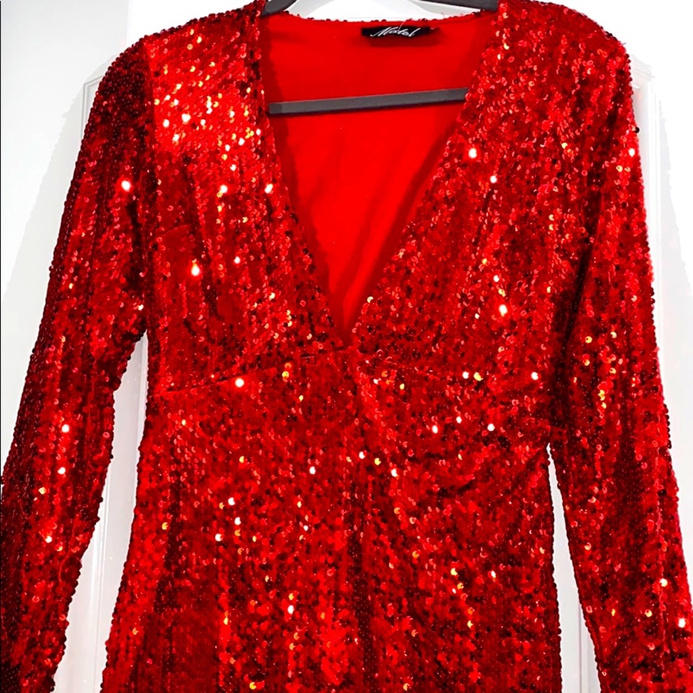 Red sequin dress